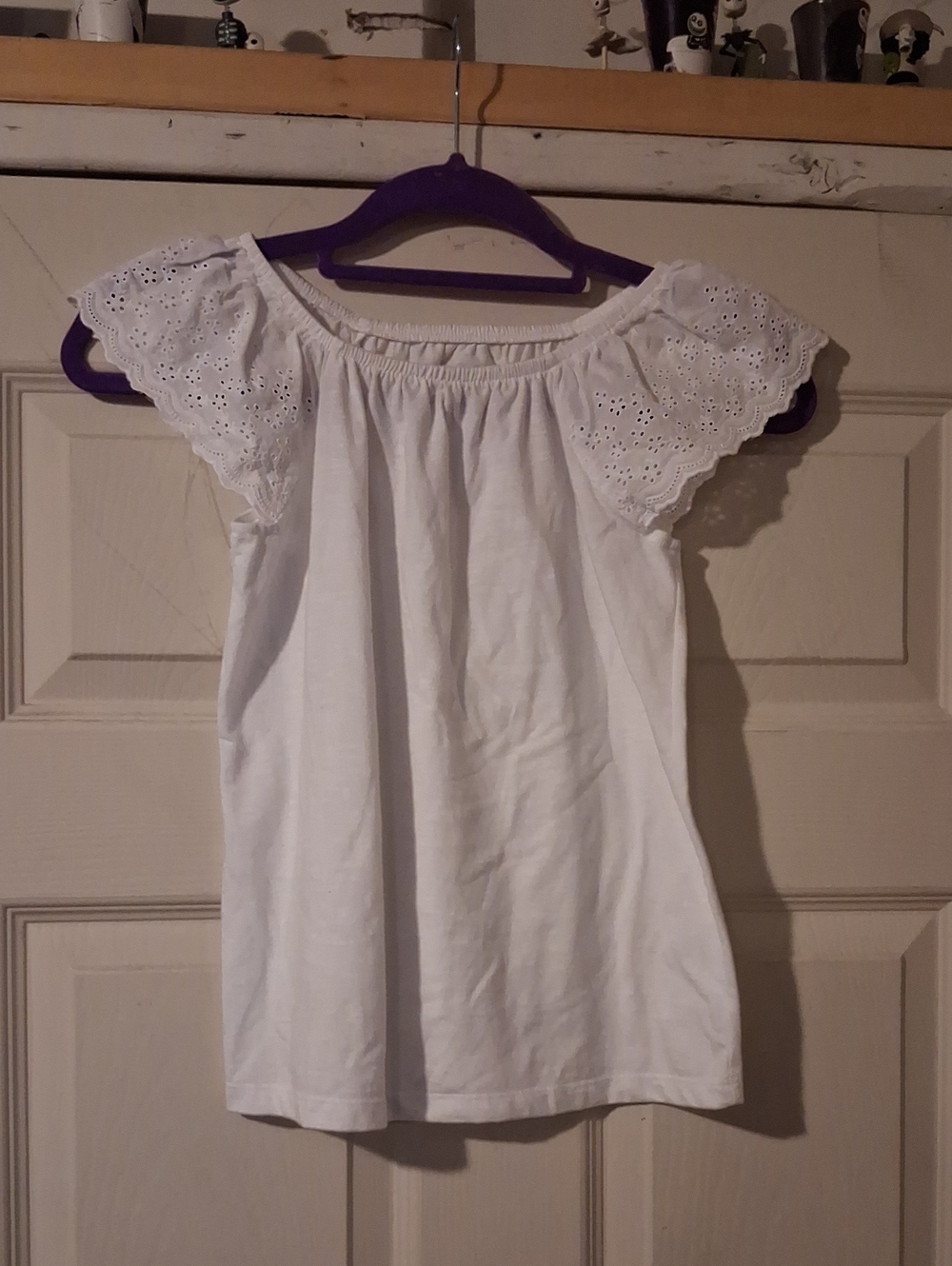 Cat & Jack White Eyelet Off-Shoulder Girls Top